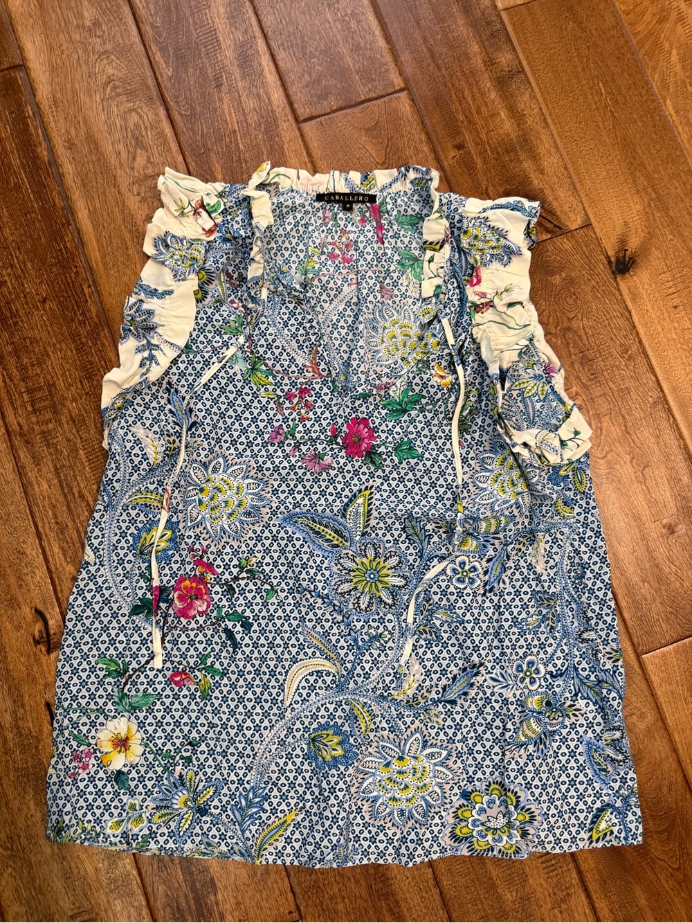 Caballero blue floral tank medium
